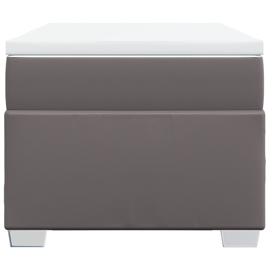 Κρεβάτι Boxspring με Στρώμα Γκρι 90x190 εκ. από Συνθετικό Δέρμα