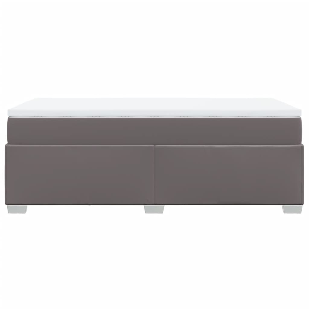 Κρεβάτι Boxspring με Στρώμα Γκρι 90x190 εκ. από Συνθετικό Δέρμα