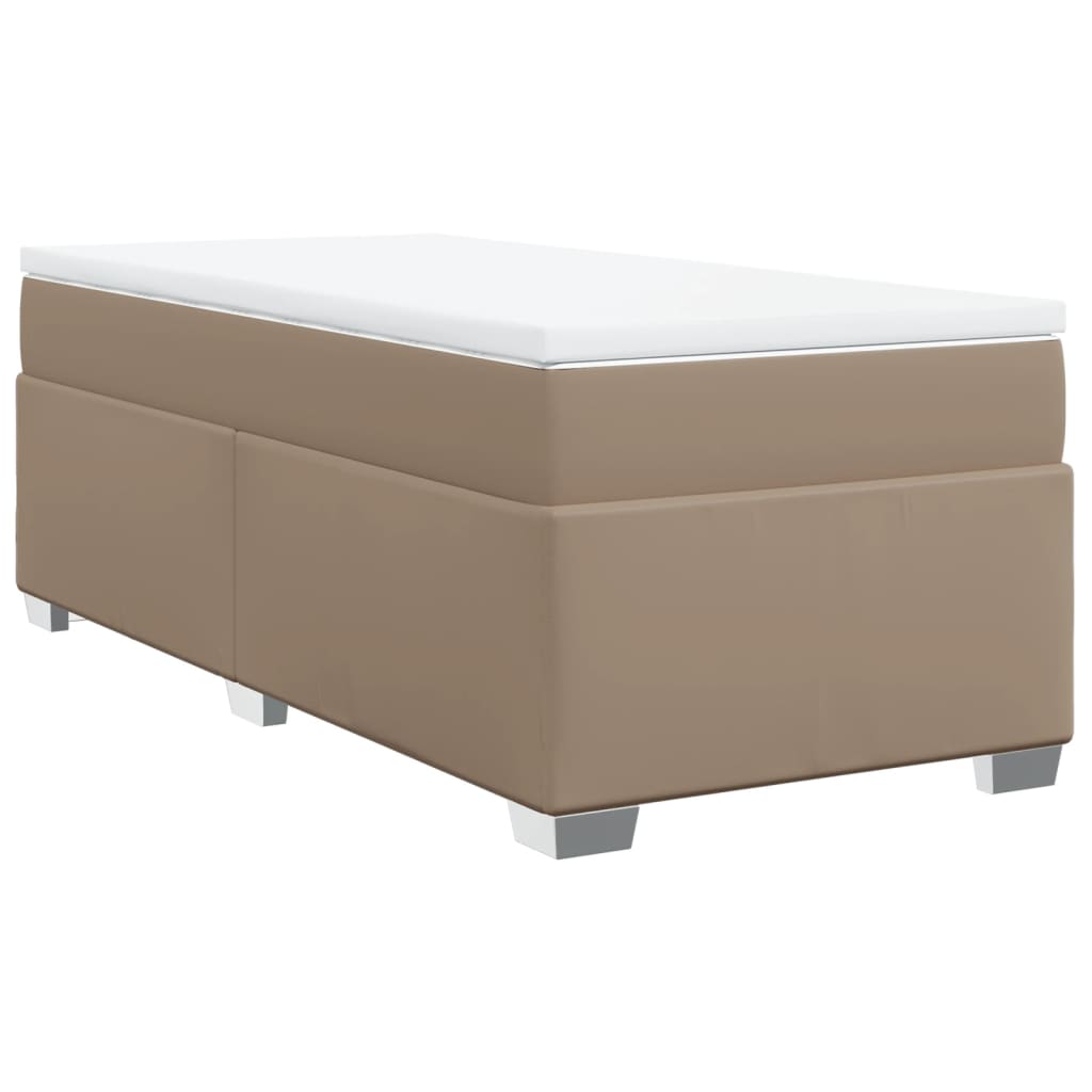 Κρεβάτι Boxspring με Στρώμα Καπουτσίνο 90x190εκ.από Συνθ. Δέρμα