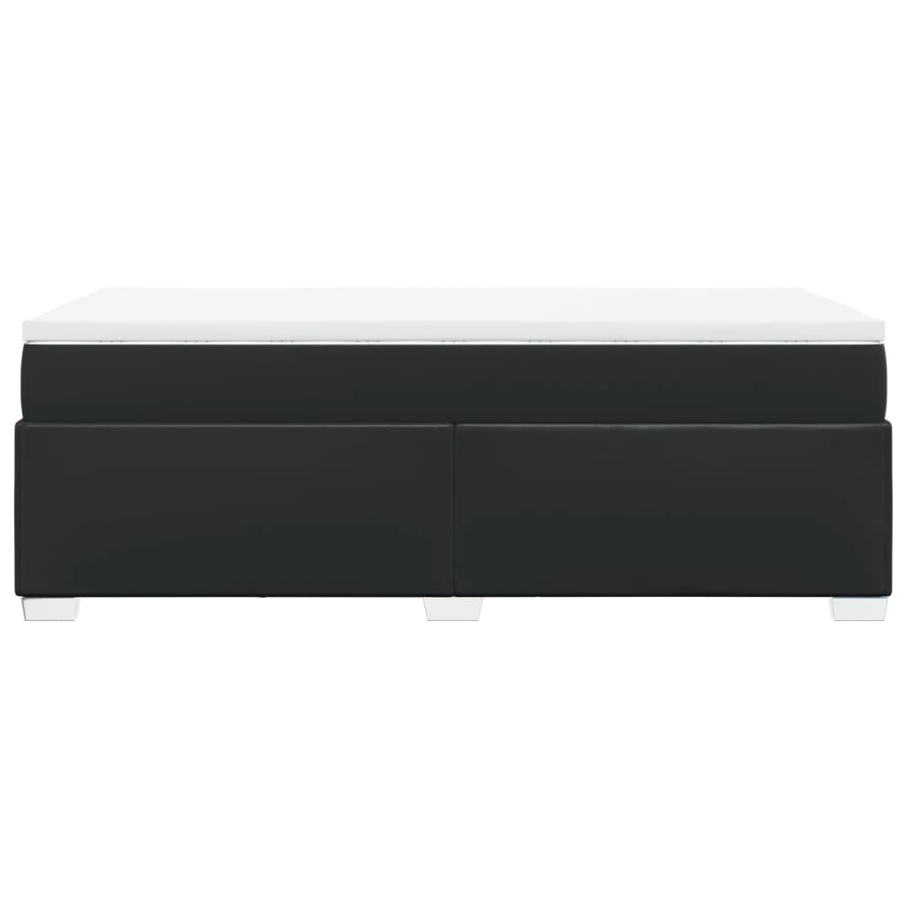 Κρεβάτι Boxspring με Στρώμα Μαύρο 90x200εκ. από Συνθετικό Δέρμα