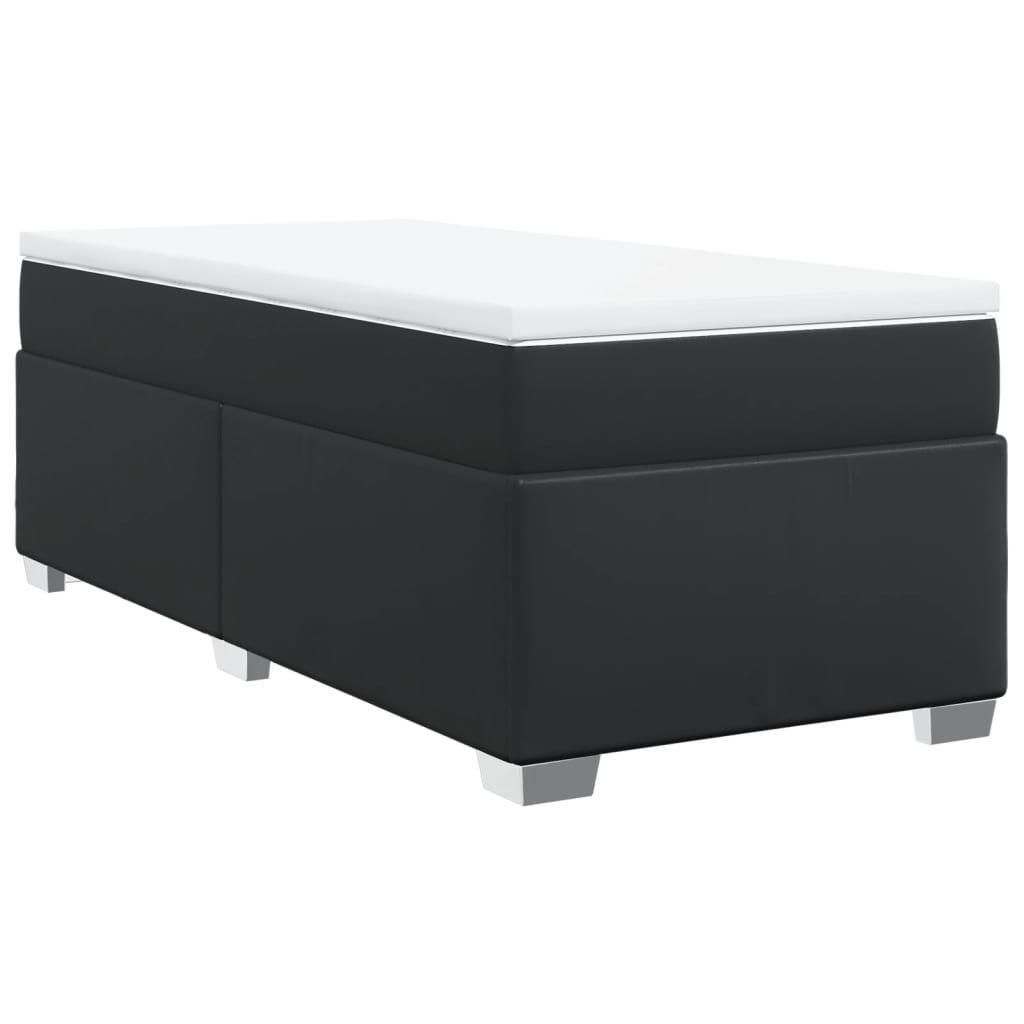 Κρεβάτι Boxspring με Στρώμα Μαύρο 90x200εκ. από Συνθετικό Δέρμα