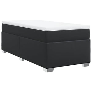 Κρεβάτι Boxspring με Στρώμα Μαύρο 90x200εκ. από Συνθετικό Δέρμα