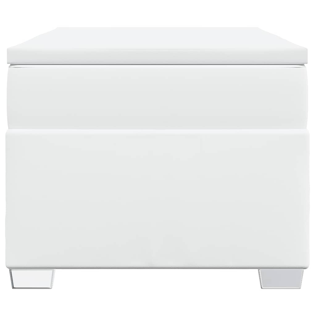 Κρεβάτι Boxspring με Στρώμα Λευκό 90x200εκ. από Συνθετικό Δέρμα - Pakobazaar