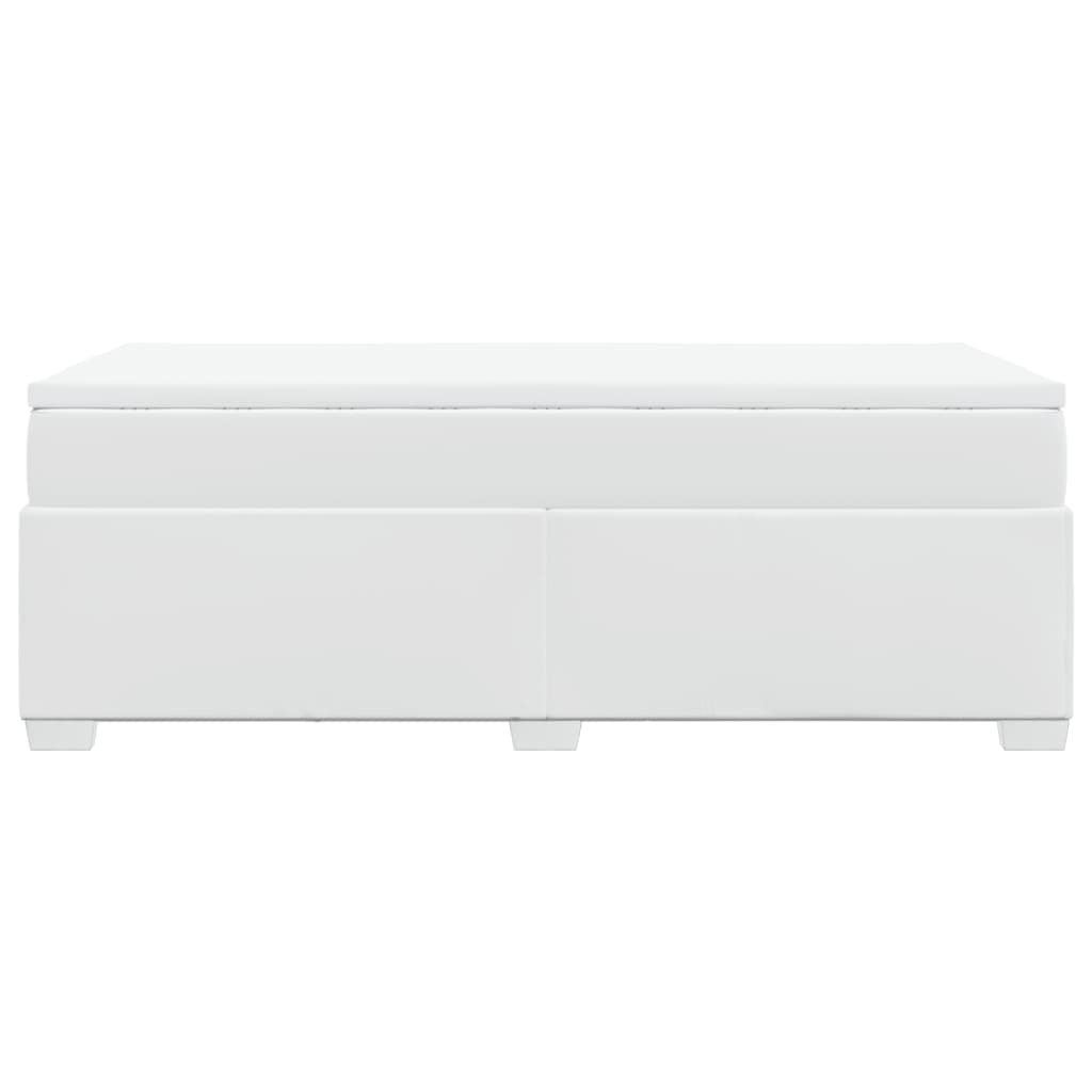 Κρεβάτι Boxspring με Στρώμα Λευκό 90x200εκ. από Συνθετικό Δέρμα - Pakobazaar