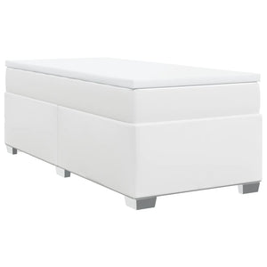 Κρεβάτι Boxspring με Στρώμα Λευκό 90x200εκ. από Συνθετικό Δέρμα - Pakobazaar
