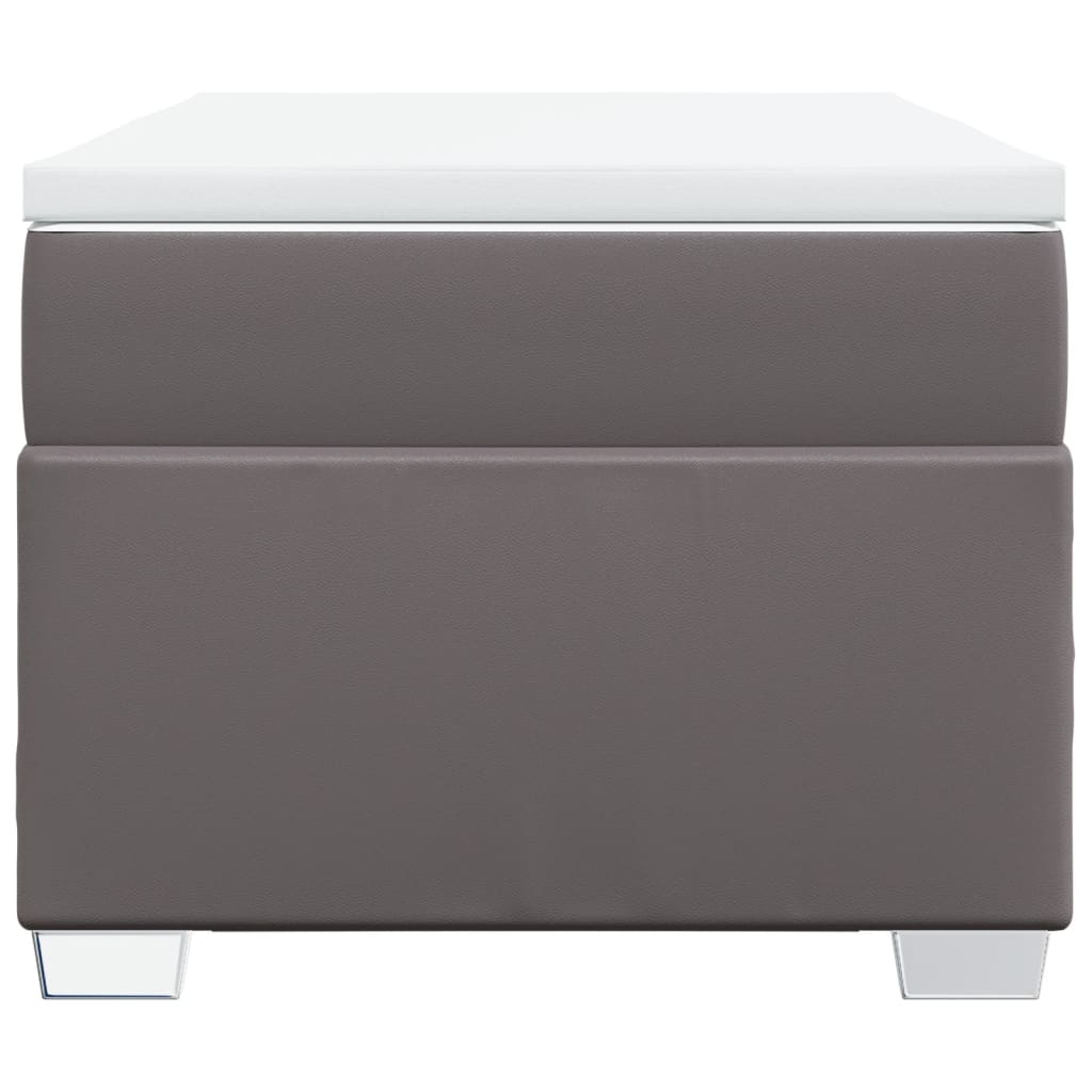 Κρεβάτι Boxspring με Στρώμα Γκρι 90x200 εκ. από Συνθετικό Δέρμα - Pakobazaar