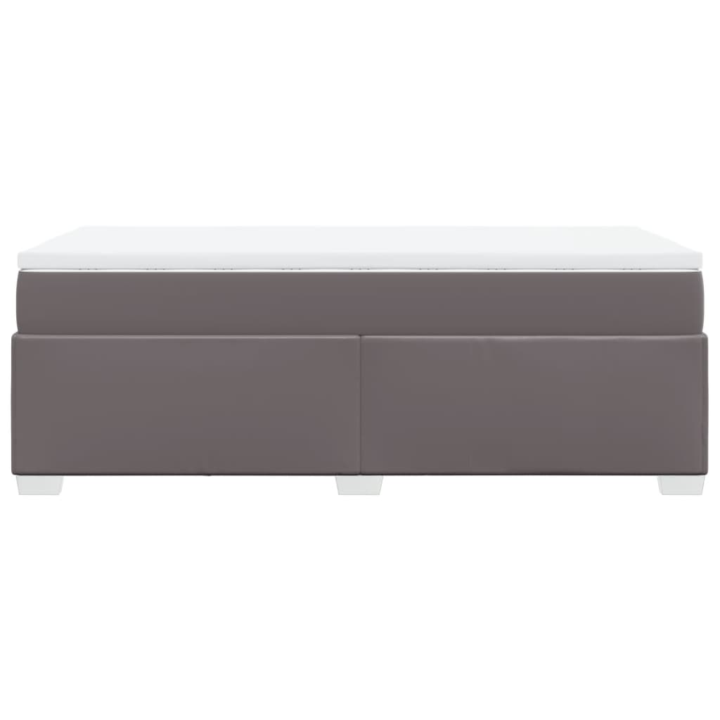 Κρεβάτι Boxspring με Στρώμα Γκρι 90x200 εκ. από Συνθετικό Δέρμα - Pakobazaar