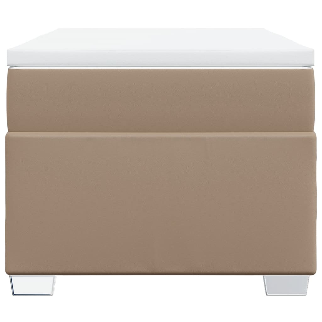 Κρεβάτι Boxspring με Στρώμα Καπουτσίνο 90x200εκ.από Συνθ. Δέρμα