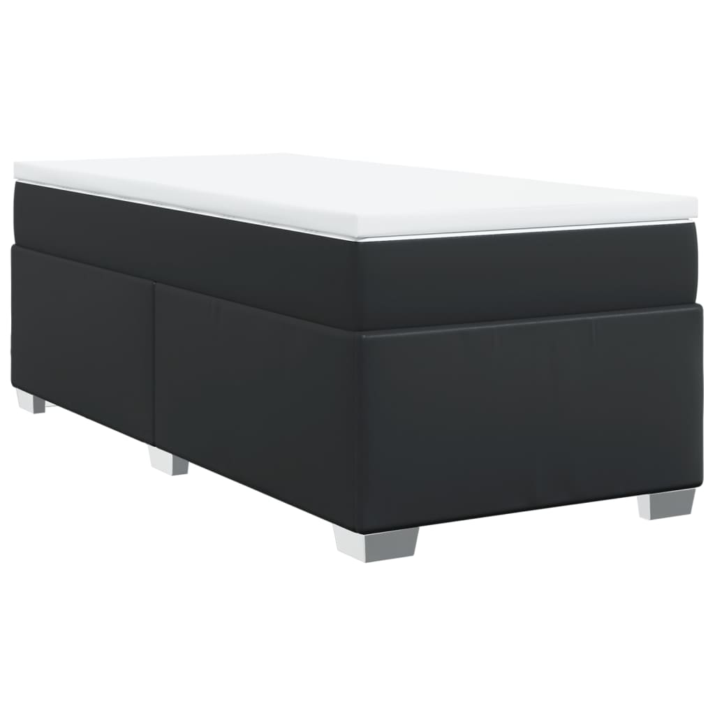 Κρεβάτι Boxspring με Στρώμα Μαύρο 100x200εκ.από Συνθετικό Δέρμα