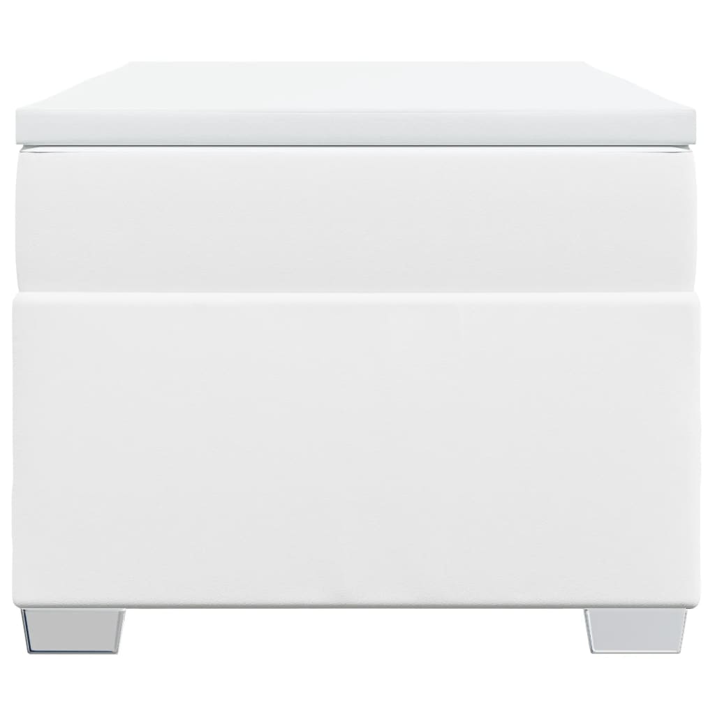 Κρεβάτι Boxspring με Στρώμα Λευκό 100x200εκ.από Συνθετικό Δέρμα - Pakobazaar