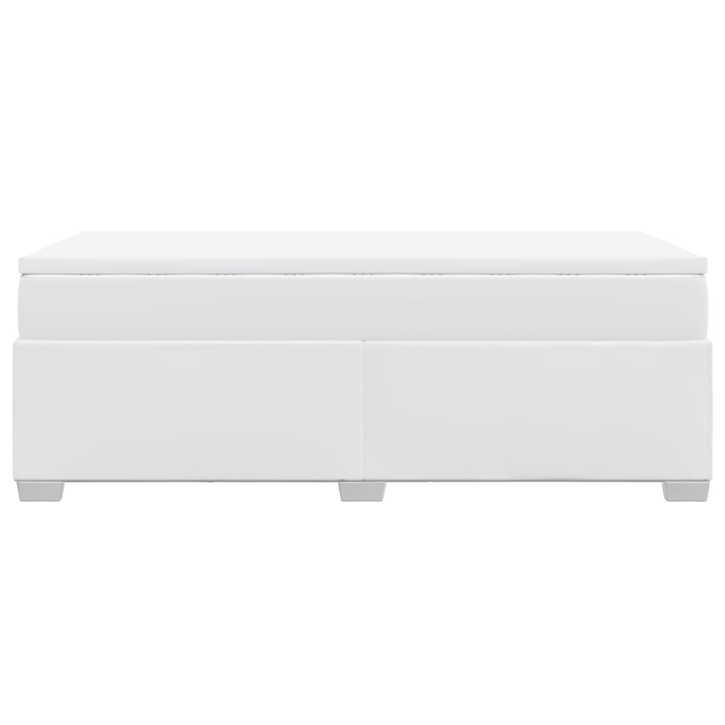 Κρεβάτι Boxspring με Στρώμα Λευκό 100x200εκ.από Συνθετικό Δέρμα - Pakobazaar