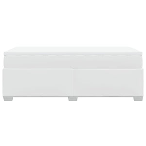 Κρεβάτι Boxspring με Στρώμα Λευκό 100x200εκ.από Συνθετικό Δέρμα - Pakobazaar