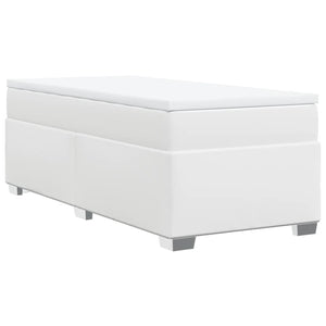 Κρεβάτι Boxspring με Στρώμα Λευκό 100x200εκ.από Συνθετικό Δέρμα - Pakobazaar