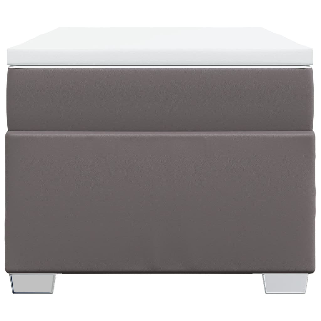 Κρεβάτι Boxspring με Στρώμα Γκρι 100x200εκ. από Συνθετικό Δέρμα - Pakobazaar
