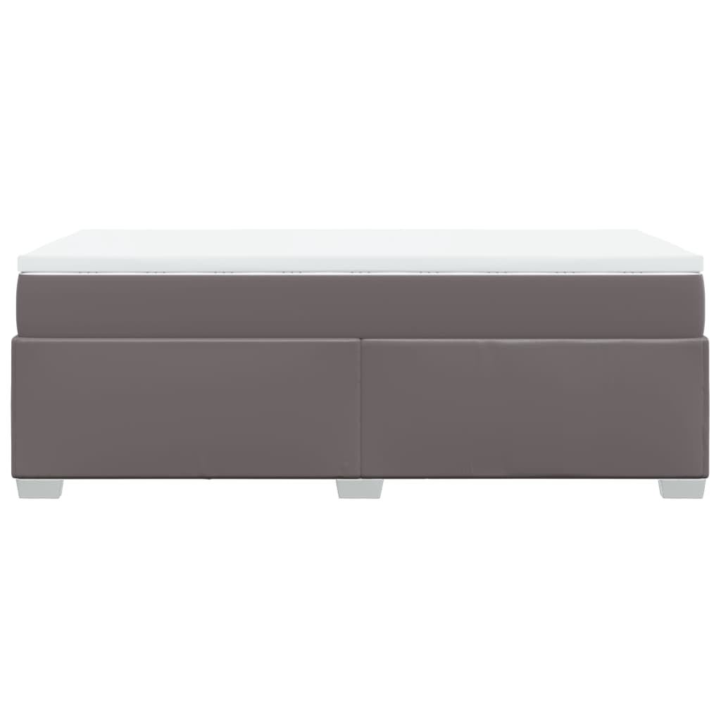 Κρεβάτι Boxspring με Στρώμα Γκρι 100x200εκ. από Συνθετικό Δέρμα - Pakobazaar