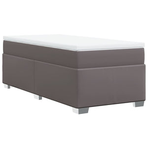 Κρεβάτι Boxspring με Στρώμα Γκρι 100x200εκ. από Συνθετικό Δέρμα - Pakobazaar