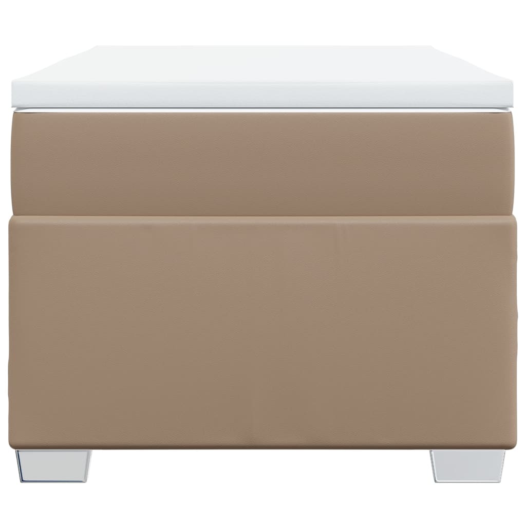 Κρεβάτι Boxspring με Στρώμα Καπουτσίνο 100x200εκ.από Συνθ.Δέρμα - Pakobazaar