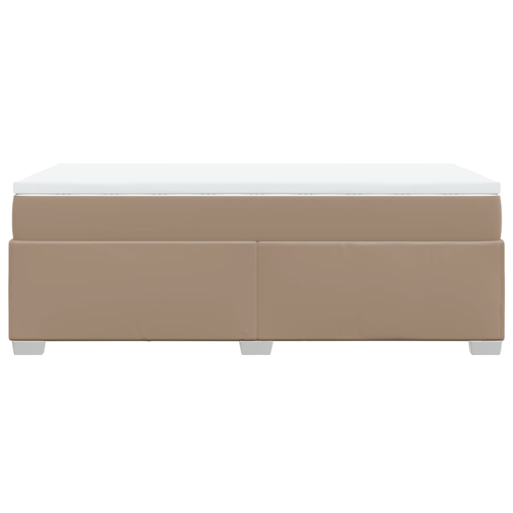 Κρεβάτι Boxspring με Στρώμα Καπουτσίνο 100x200εκ.από Συνθ.Δέρμα - Pakobazaar