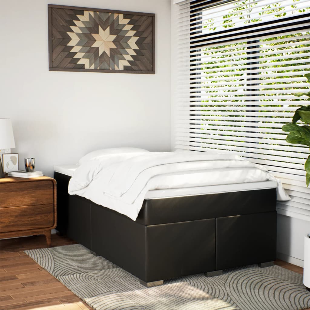 Κρεβάτι Boxspring με Στρώμα Μαύρο 120x190εκ.από Συνθετικό Δέρμα