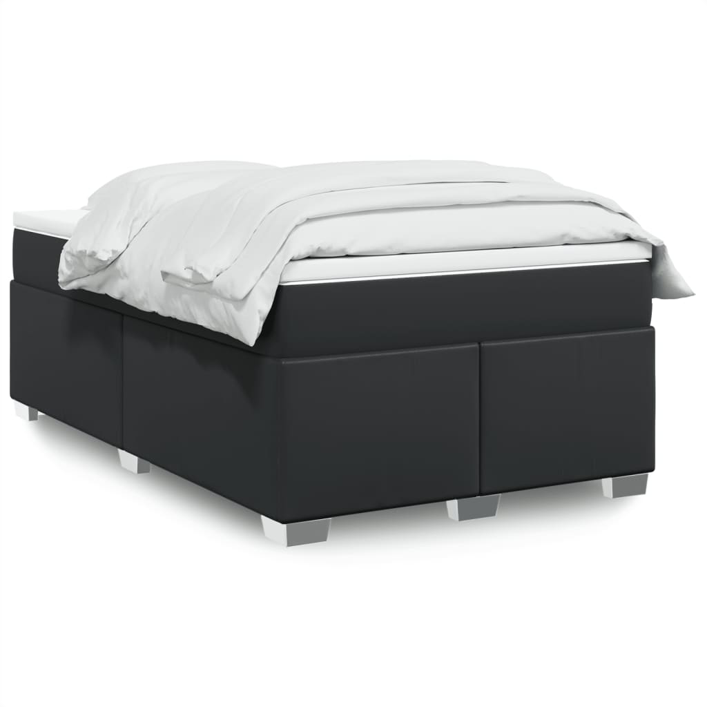 Κρεβάτι Boxspring με Στρώμα Μαύρο 120x190εκ.από Συνθετικό Δέρμα