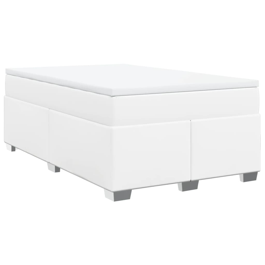 Κρεβάτι Boxspring με Στρώμα Λευκό 120x190εκ.από Συνθετικό Δέρμα