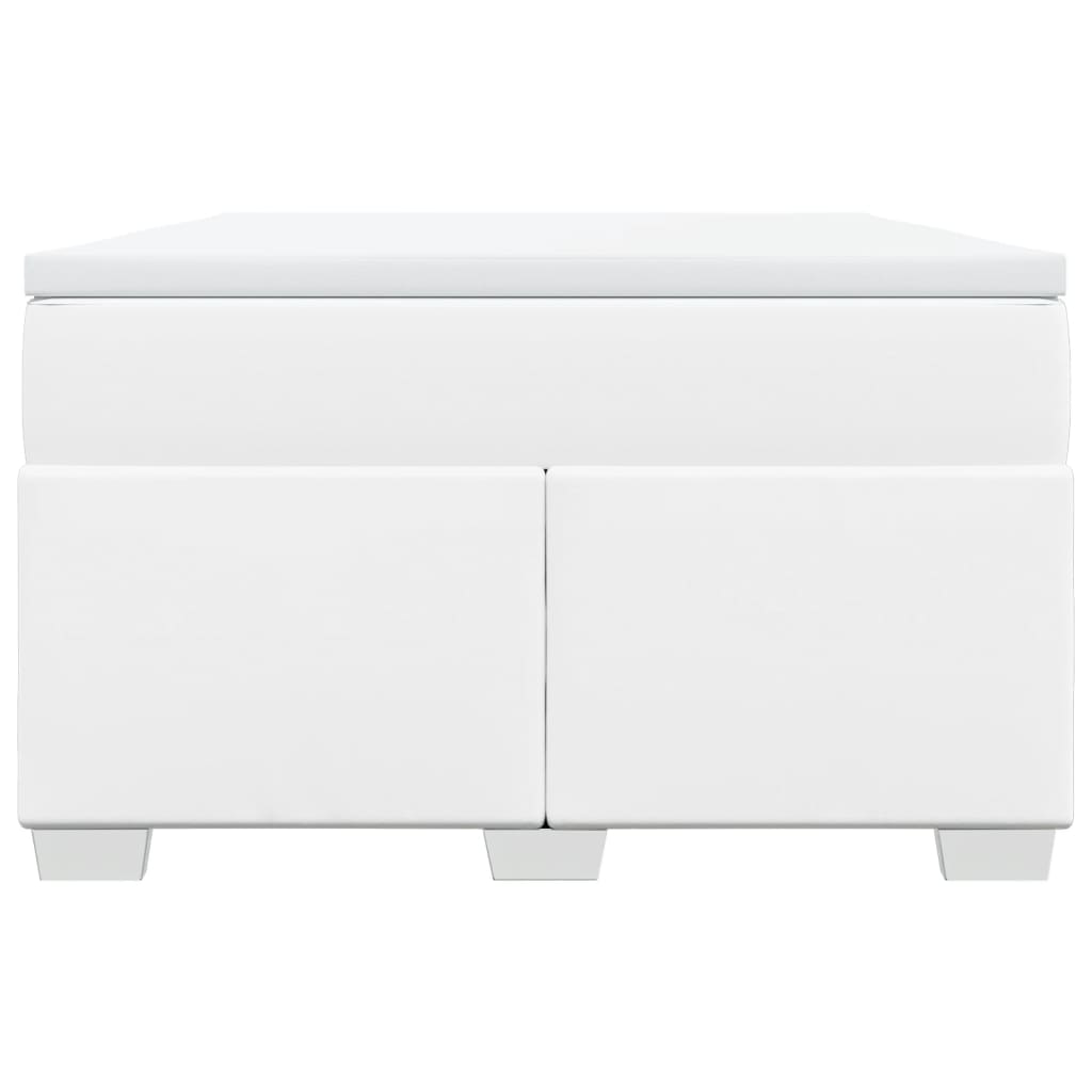 Κρεβάτι Boxspring με Στρώμα Λευκό 120x190εκ.από Συνθετικό Δέρμα
