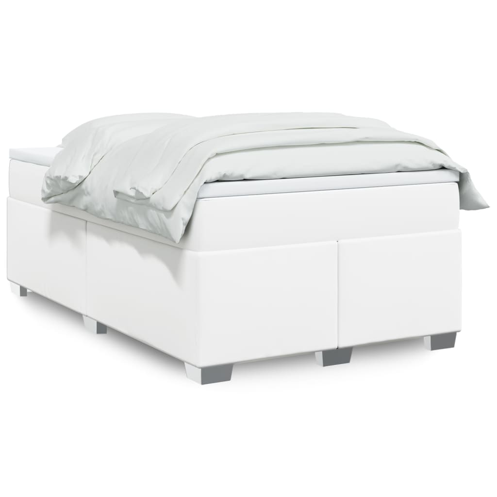 Κρεβάτι Boxspring με Στρώμα Λευκό 120x190εκ.από Συνθετικό Δέρμα
