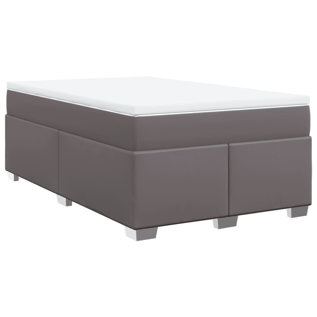 Κρεβάτι Boxspring με Στρώμα Γκρι 120x190εκ. από Συνθετικό Δέρμα