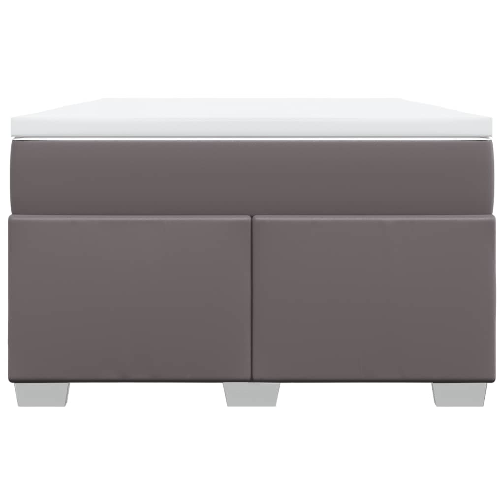 Κρεβάτι Boxspring με Στρώμα Γκρι 120x190εκ. από Συνθετικό Δέρμα