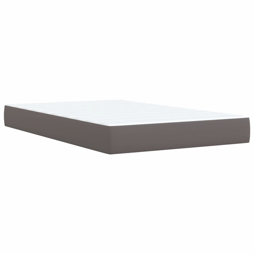 Κρεβάτι Boxspring με Στρώμα Γκρι 120x190εκ. από Συνθετικό Δέρμα