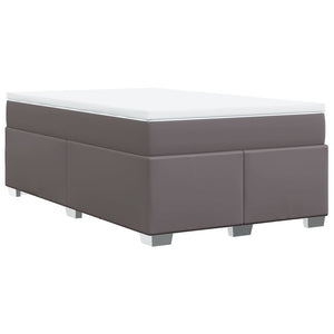 Κρεβάτι Boxspring με Στρώμα Γκρι 120x190εκ. από Συνθετικό Δέρμα