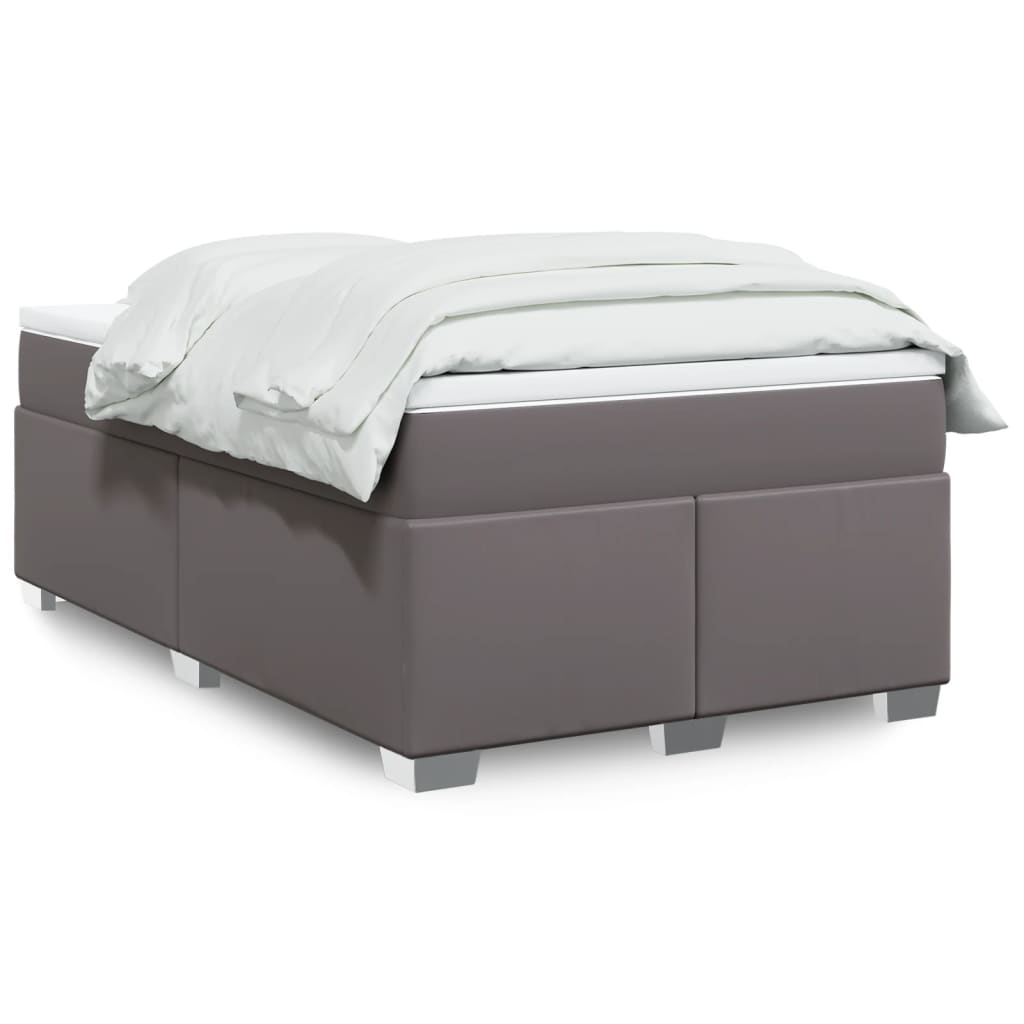 Κρεβάτι Boxspring με Στρώμα Γκρι 120x190εκ. από Συνθετικό Δέρμα