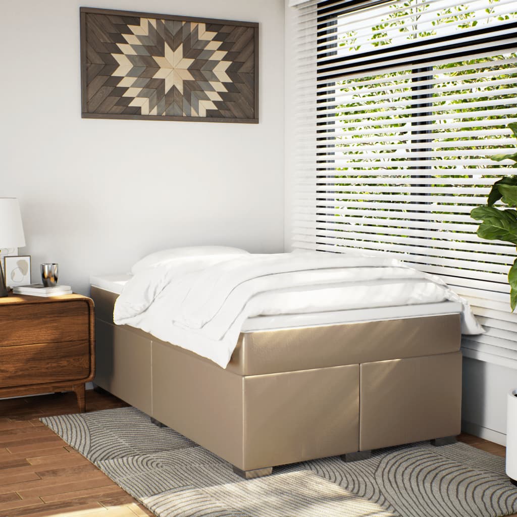 Κρεβάτι Boxspring με Στρώμα Καπουτσίνο 120x190εκ.από Συνθ.Δέρμα