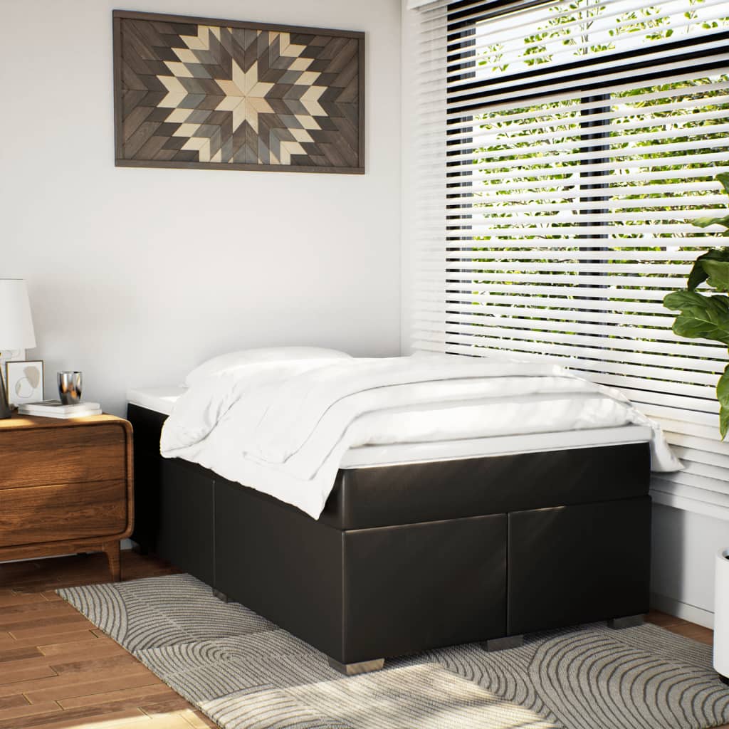 Κρεβάτι Boxspring με Στρώμα Μαύρο 120 x 200 εκ. Συνθετικό Δέρμα - Pakobazaar