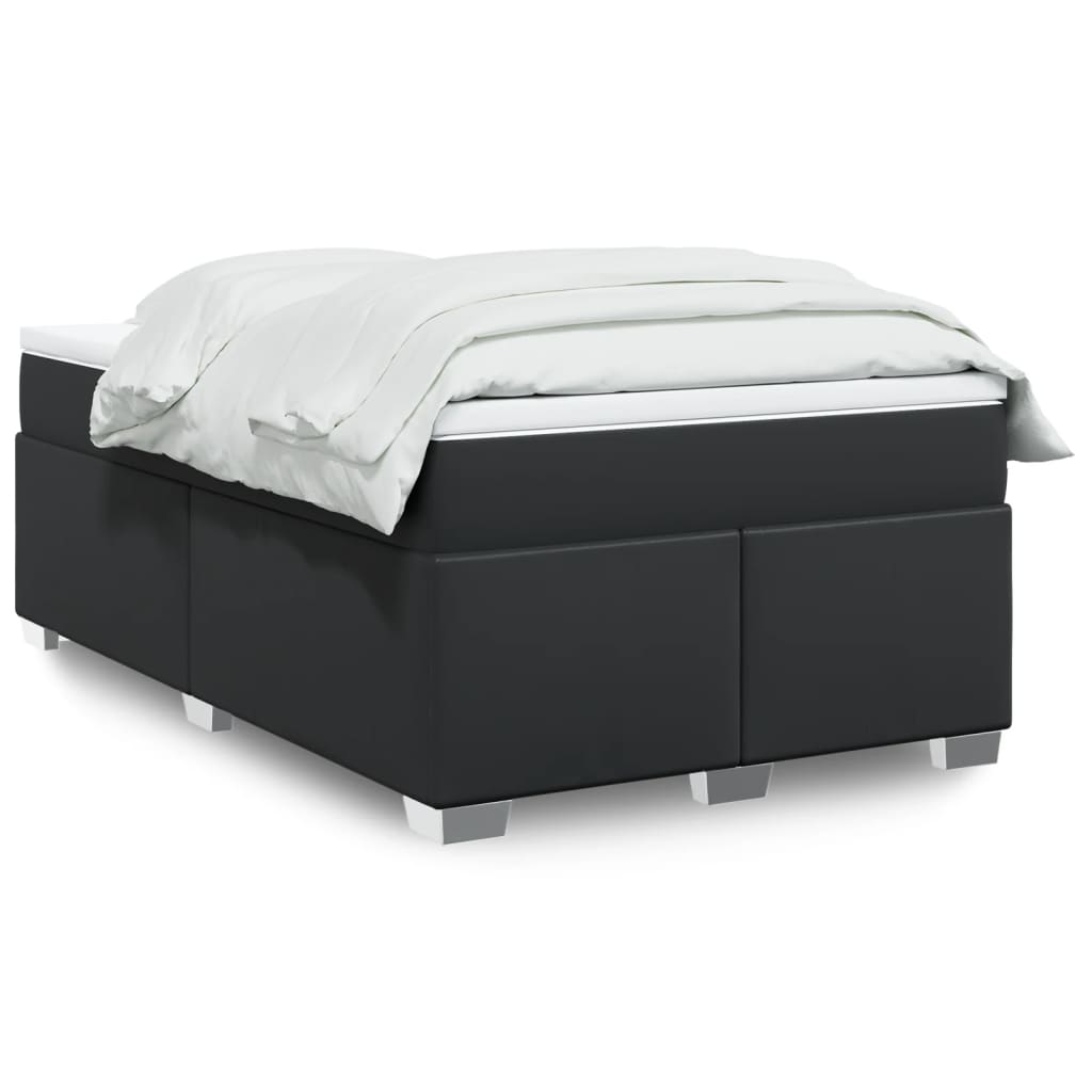 Κρεβάτι Boxspring με Στρώμα Μαύρο 120 x 200 εκ. Συνθετικό Δέρμα - Pakobazaar