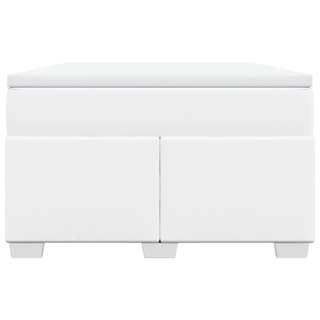 Κρεβάτι Boxspring με Στρώμα Λευκό 120x200εκ.από Συνθετικό Δέρμα - Pakobazaar