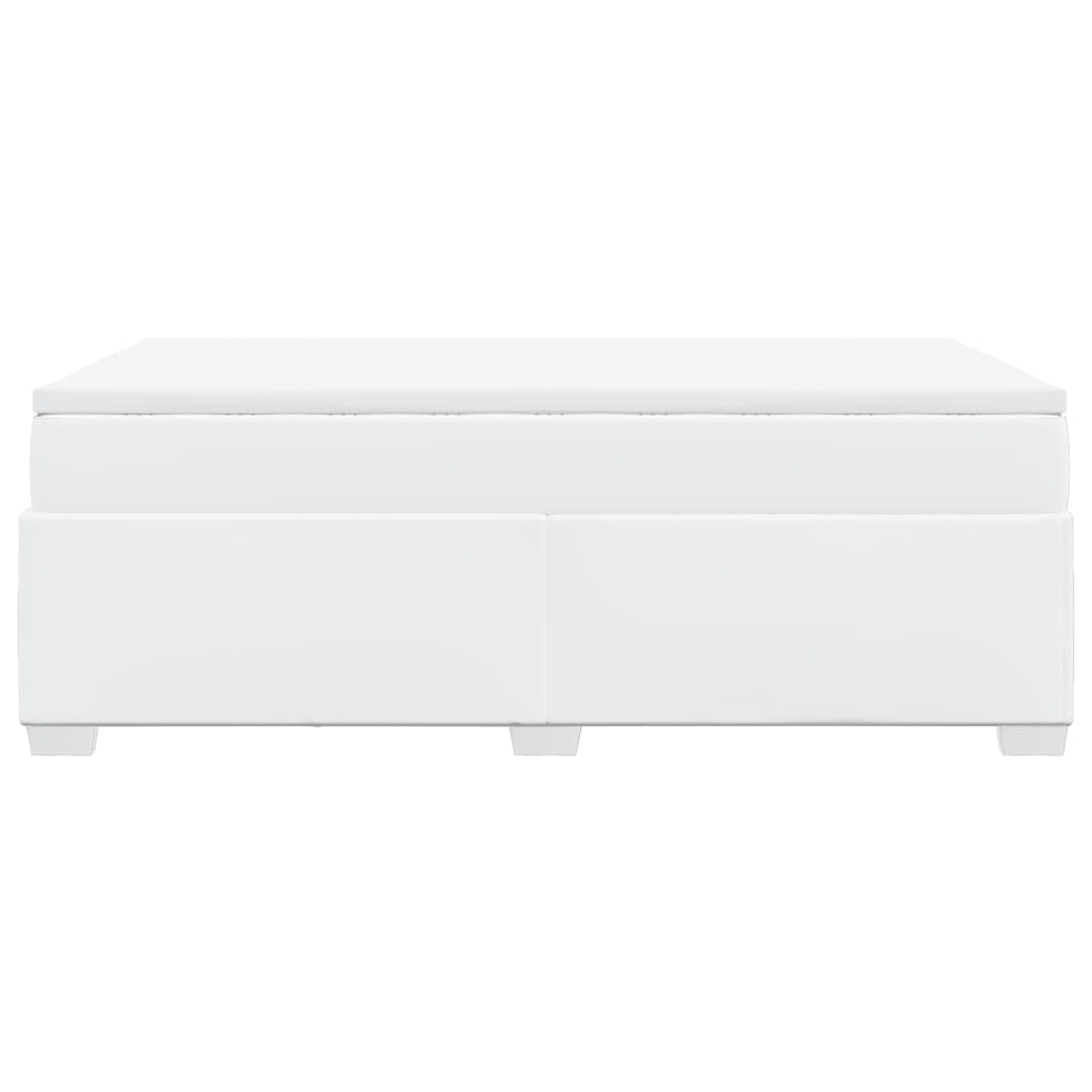 Κρεβάτι Boxspring με Στρώμα Λευκό 120x200εκ.από Συνθετικό Δέρμα - Pakobazaar
