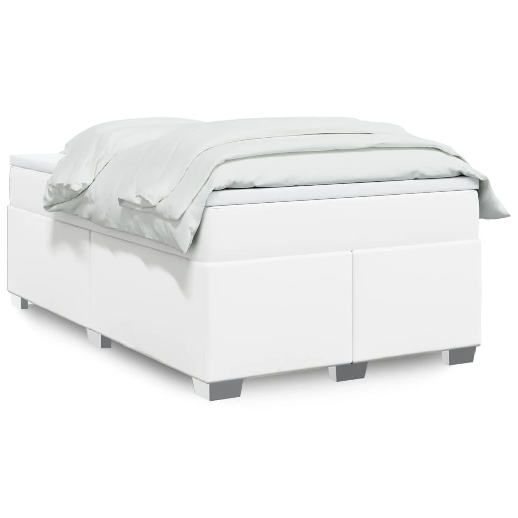 Κρεβάτι Boxspring με Στρώμα Λευκό 120x200εκ.από Συνθετικό Δέρμα - Pakobazaar