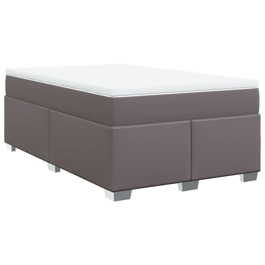 Κρεβάτι Boxspring με Στρώμα Γκρι 120x200εκ. από Συνθετικό Δέρμα