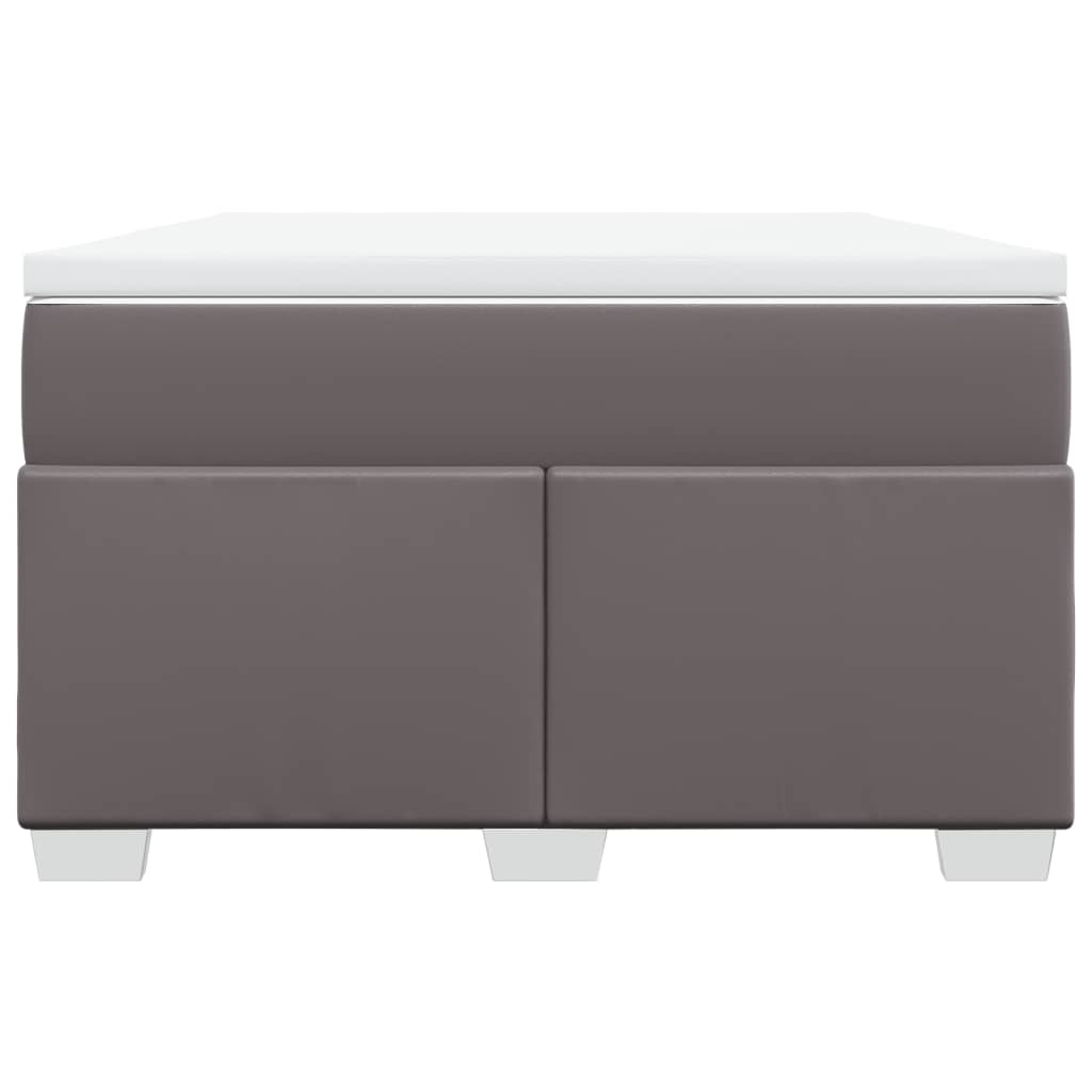 Κρεβάτι Boxspring με Στρώμα Γκρι 120x200εκ. από Συνθετικό Δέρμα