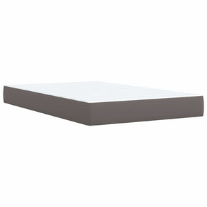 Κρεβάτι Boxspring με Στρώμα Γκρι 120x200εκ. από Συνθετικό Δέρμα