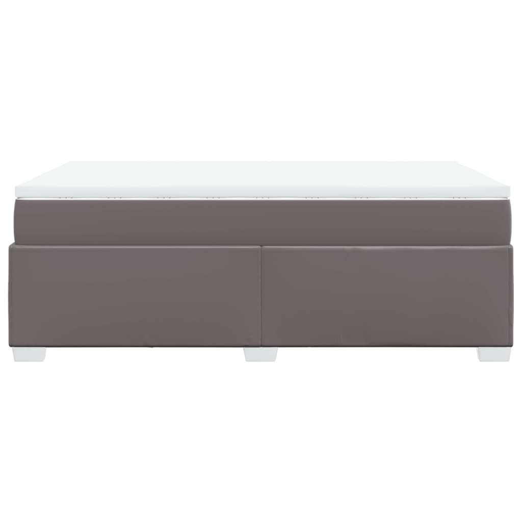 Κρεβάτι Boxspring με Στρώμα Γκρι 120x200εκ. από Συνθετικό Δέρμα