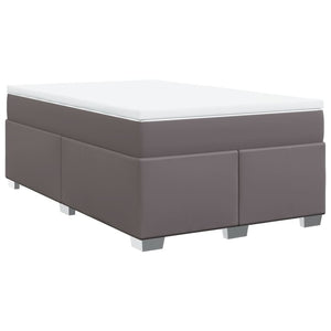Κρεβάτι Boxspring με Στρώμα Γκρι 120x200εκ. από Συνθετικό Δέρμα