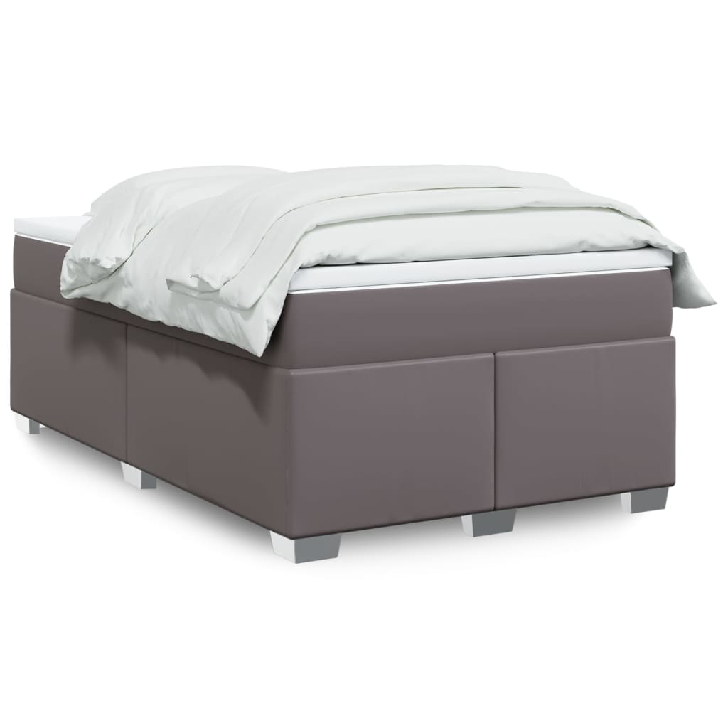 Κρεβάτι Boxspring με Στρώμα Γκρι 120x200εκ. από Συνθετικό Δέρμα