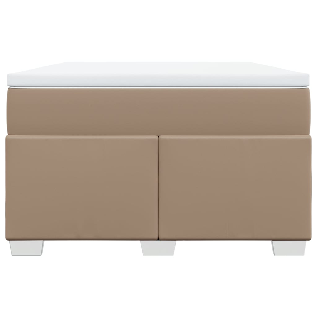 Κρεβάτι Boxspring με Στρώμα Καπουτσίνο 120x200εκ.από Συνθ.Δέρμα - Pakobazaar