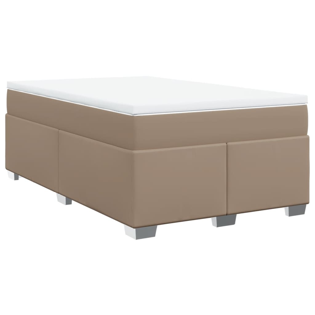 Κρεβάτι Boxspring με Στρώμα Καπουτσίνο 120x200εκ.από Συνθ.Δέρμα - Pakobazaar