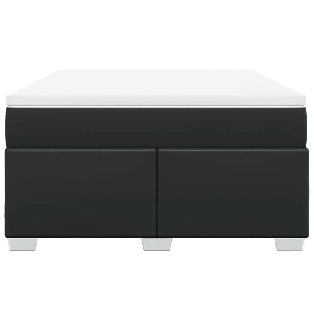 Κρεβάτι Boxspring με Στρώμα Μαύρο 140x190εκ.από Συνθετικό Δέρμα