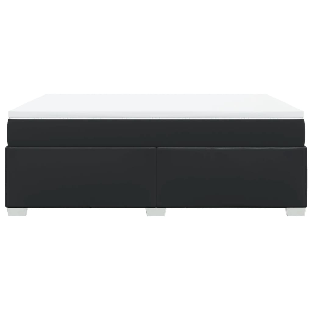 Κρεβάτι Boxspring με Στρώμα Μαύρο 140x190εκ.από Συνθετικό Δέρμα