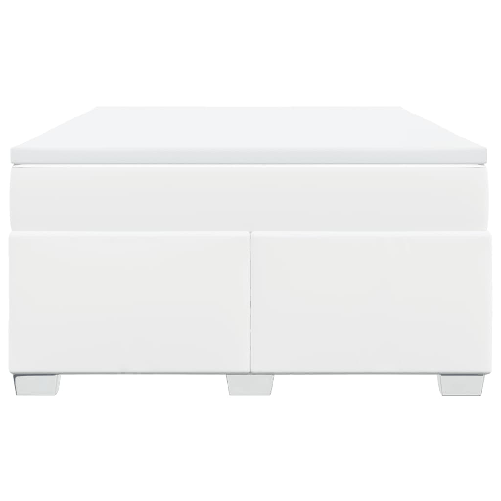 Κρεβάτι Boxspring με Στρώμα Λευκό 140x190εκ.από Συνθετικό Δέρμα