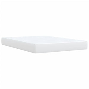 Κρεβάτι Boxspring με Στρώμα Λευκό 140x190εκ.από Συνθετικό Δέρμα